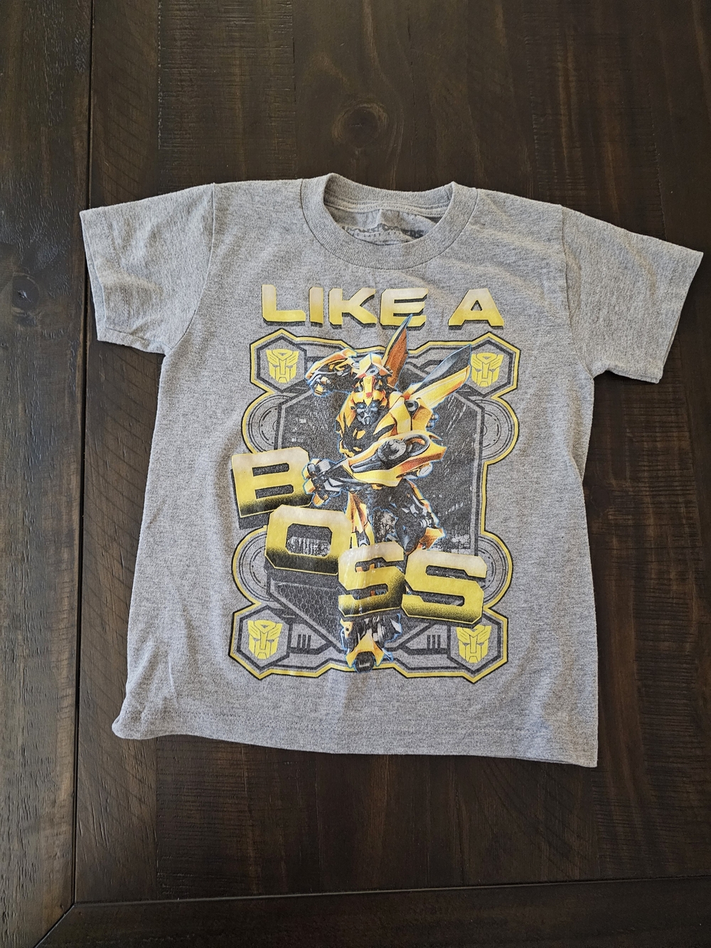 Kids Grey Bumblebee Graphic Tee - 'Like A Boss'